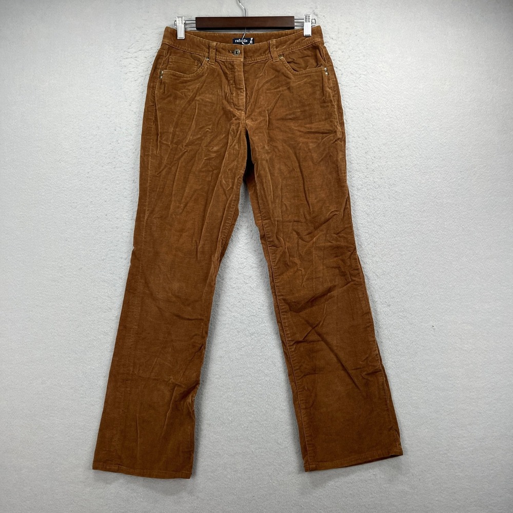 Rafaella Corduroy Pants Womens 6 Brown Straight Leg Cord Casual Stretch Classic